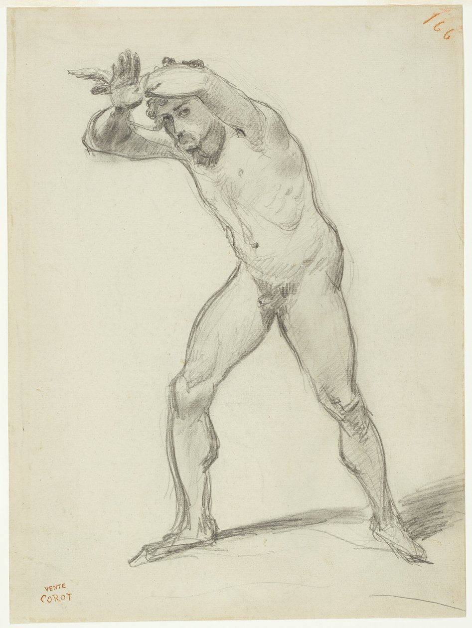 Stojící mužský akt od Jean Baptiste Camille Corot