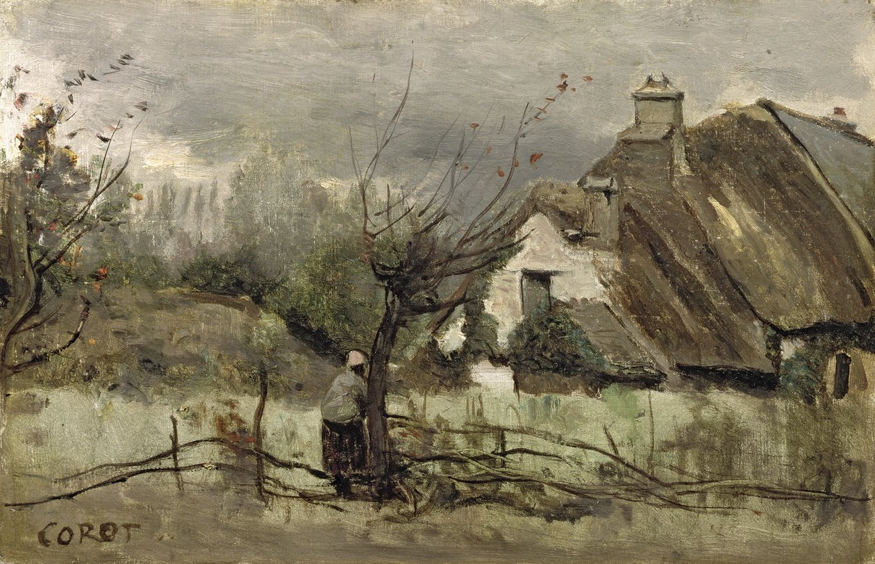Došková chata v Pikardii od Jean Baptiste Camille Corot