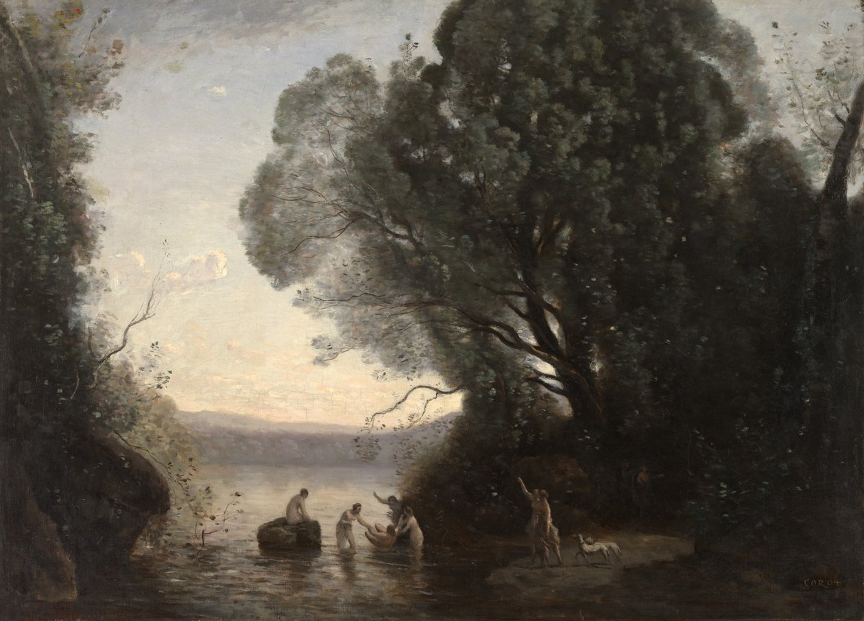 The Bath of Diana (Le Bain de Diane), kolem roku 1855 (olej na plátně) od Jean Baptiste Camille Corot