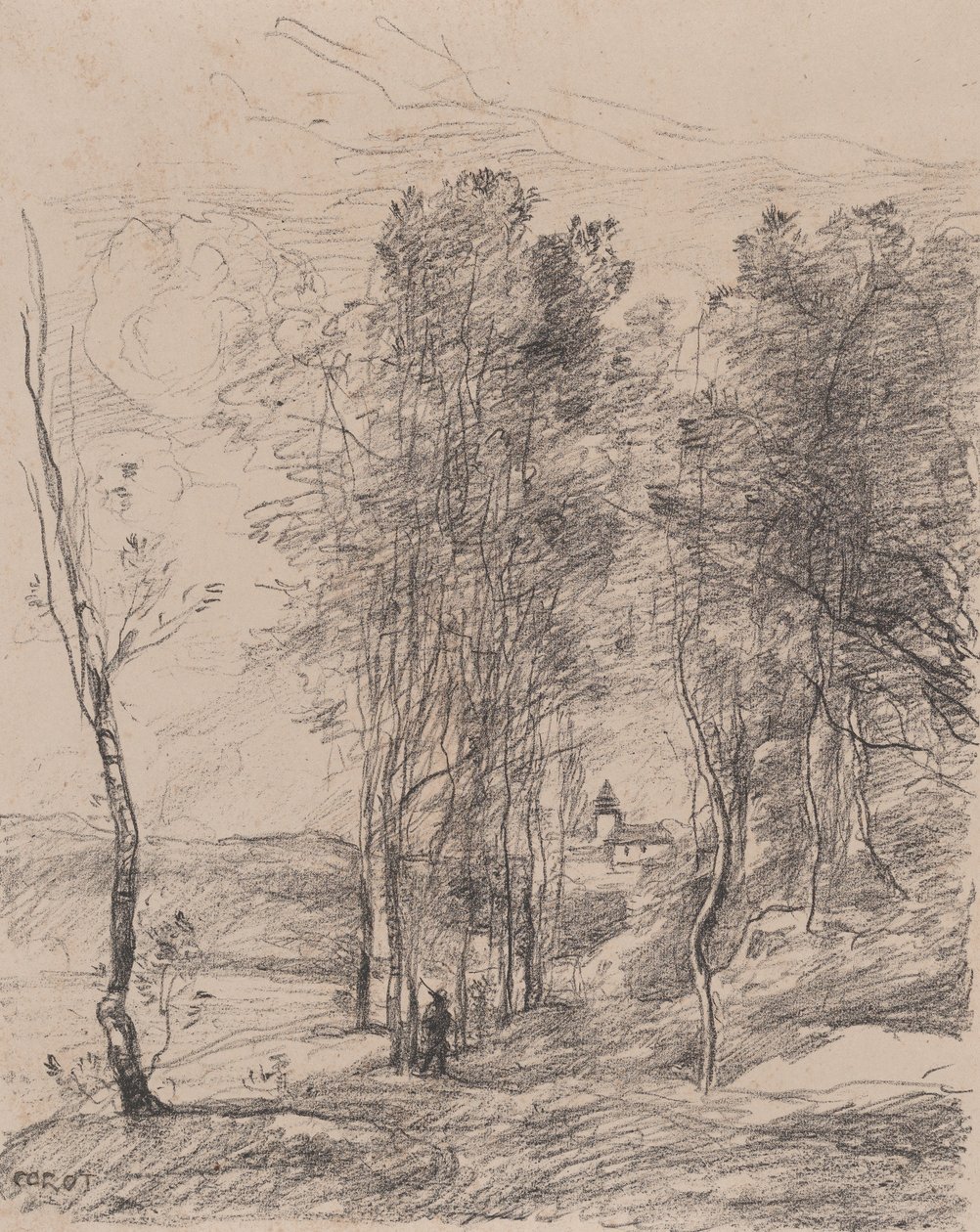 Zvonice St.-Nicolas-les-Arras, 1871-72. od Jean Baptiste Camille Corot