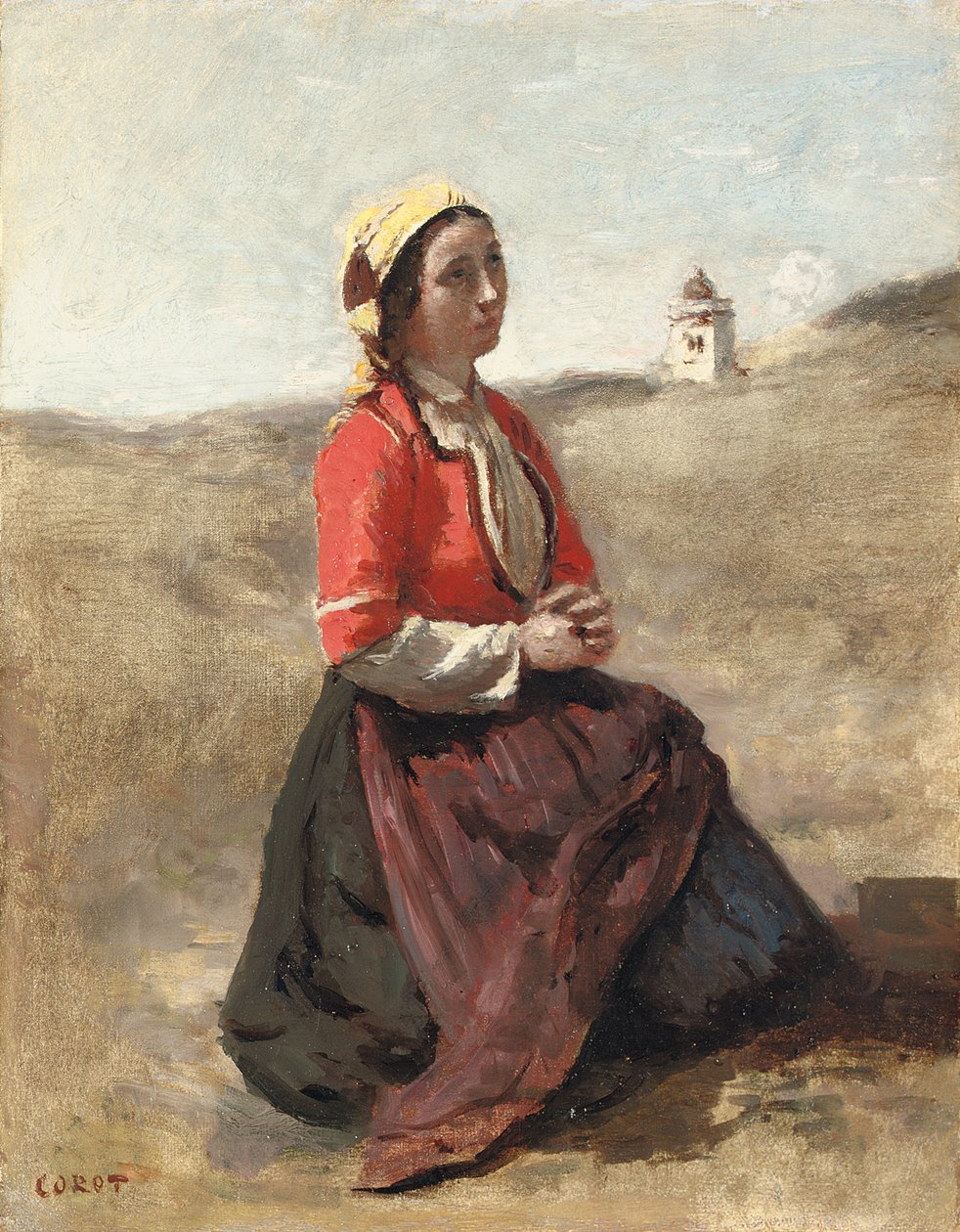 Breton v modlitbě, od Jean Baptiste Camille Corot