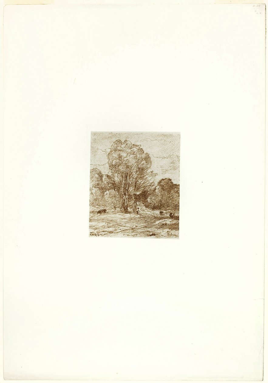 Pastvina pro krávy od Jean Baptiste Camille Corot