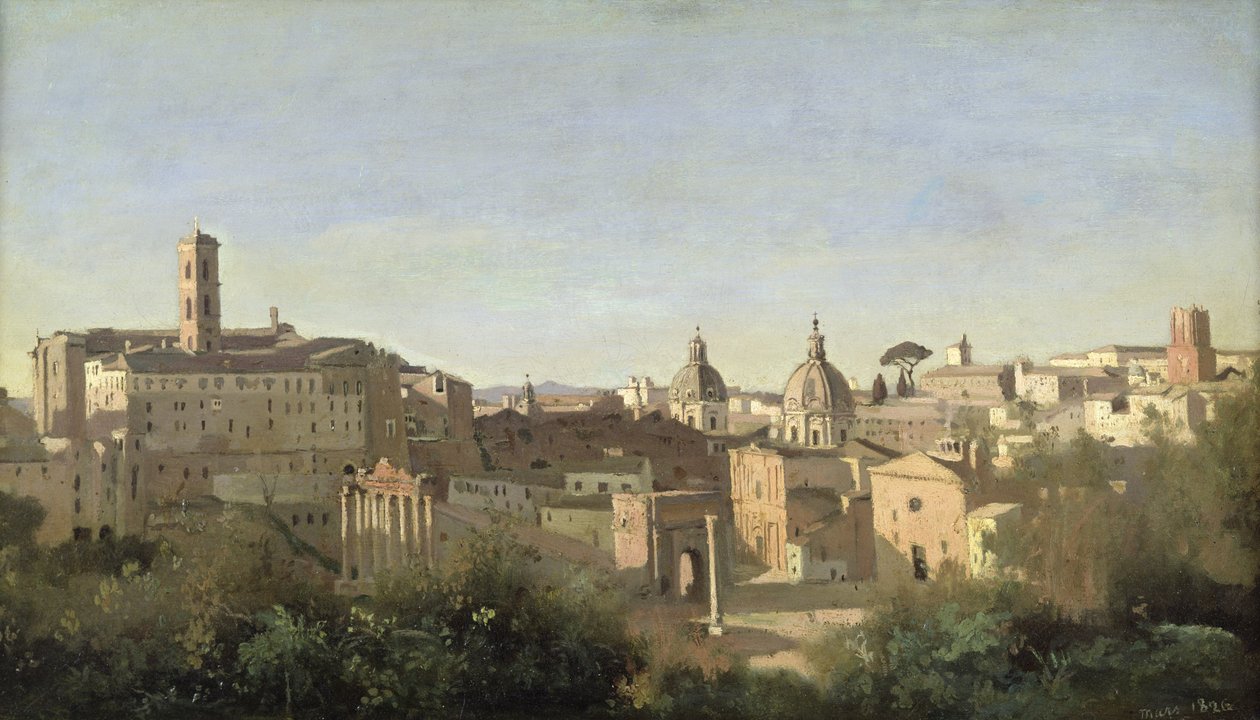 Fórum při pohledu z Farnese Gardens, Řím od Jean Baptiste Camille Corot