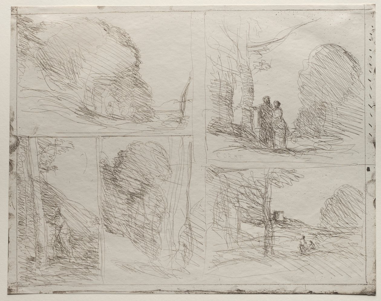 The Garden of Pericles, The Painters Lane, Scrawl, The Large Woodcutter, vytištěno v roce 1921. od Jean Baptiste Camille Corot
