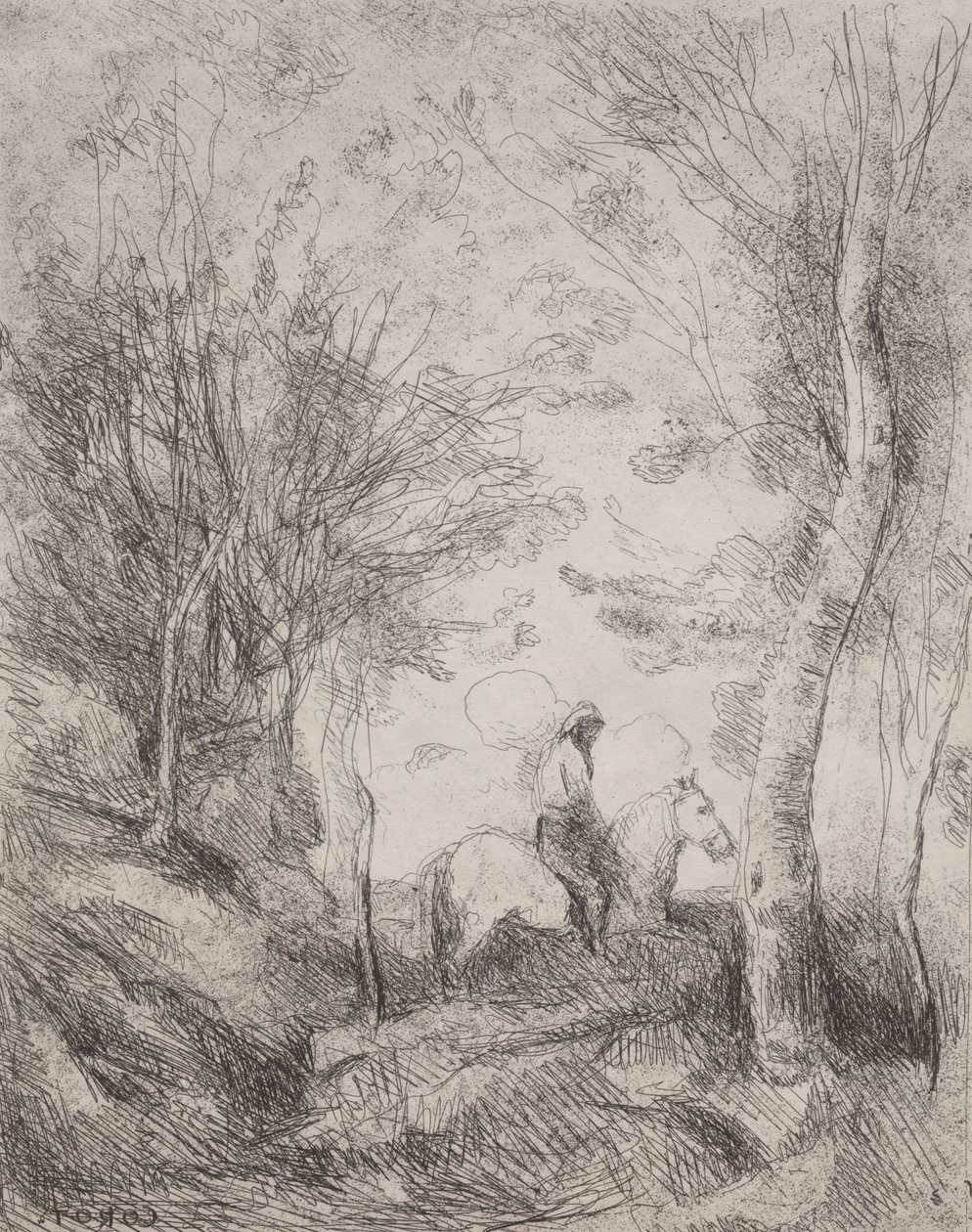 Velký kavalír v lese od Jean Baptiste Camille Corot