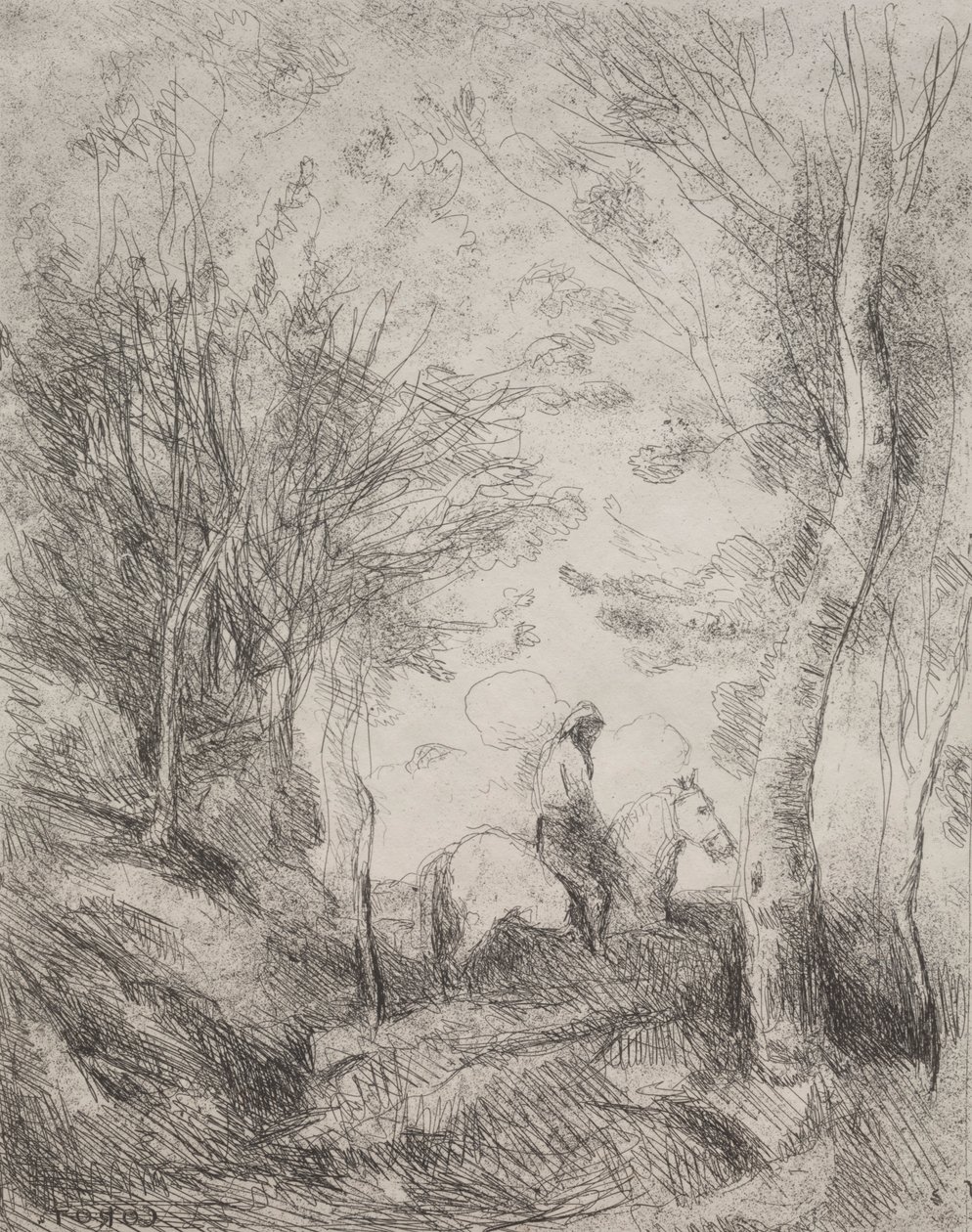 Velký kavalír v lese, původní otisk 1854, vytištěno v roce 1921. od Jean Baptiste Camille Corot