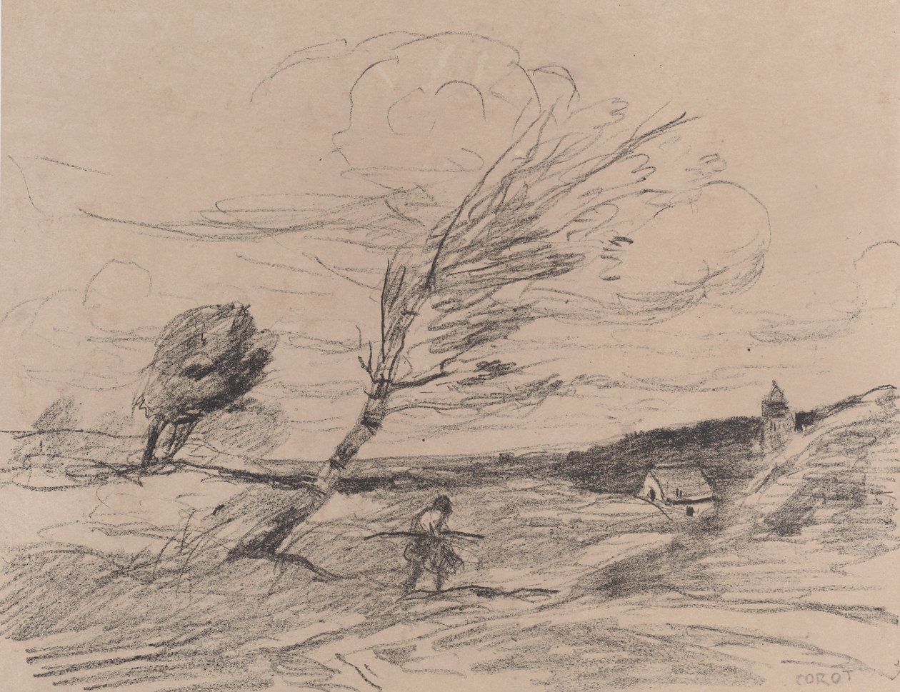 Závan větru Le Coup de Vent, 1871. od Jean Baptiste Camille Corot