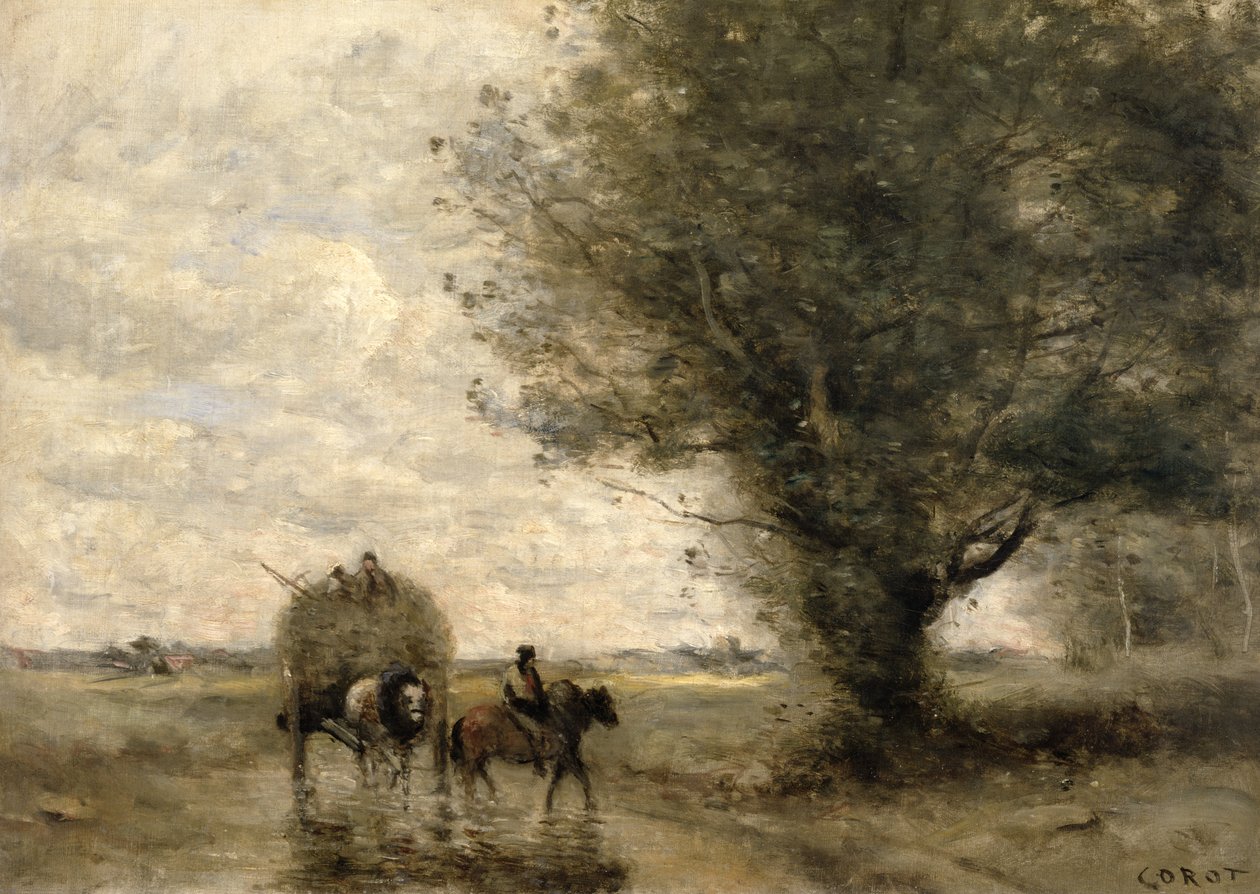 Senný vozík, c. 1860 od Jean Baptiste Camille Corot
