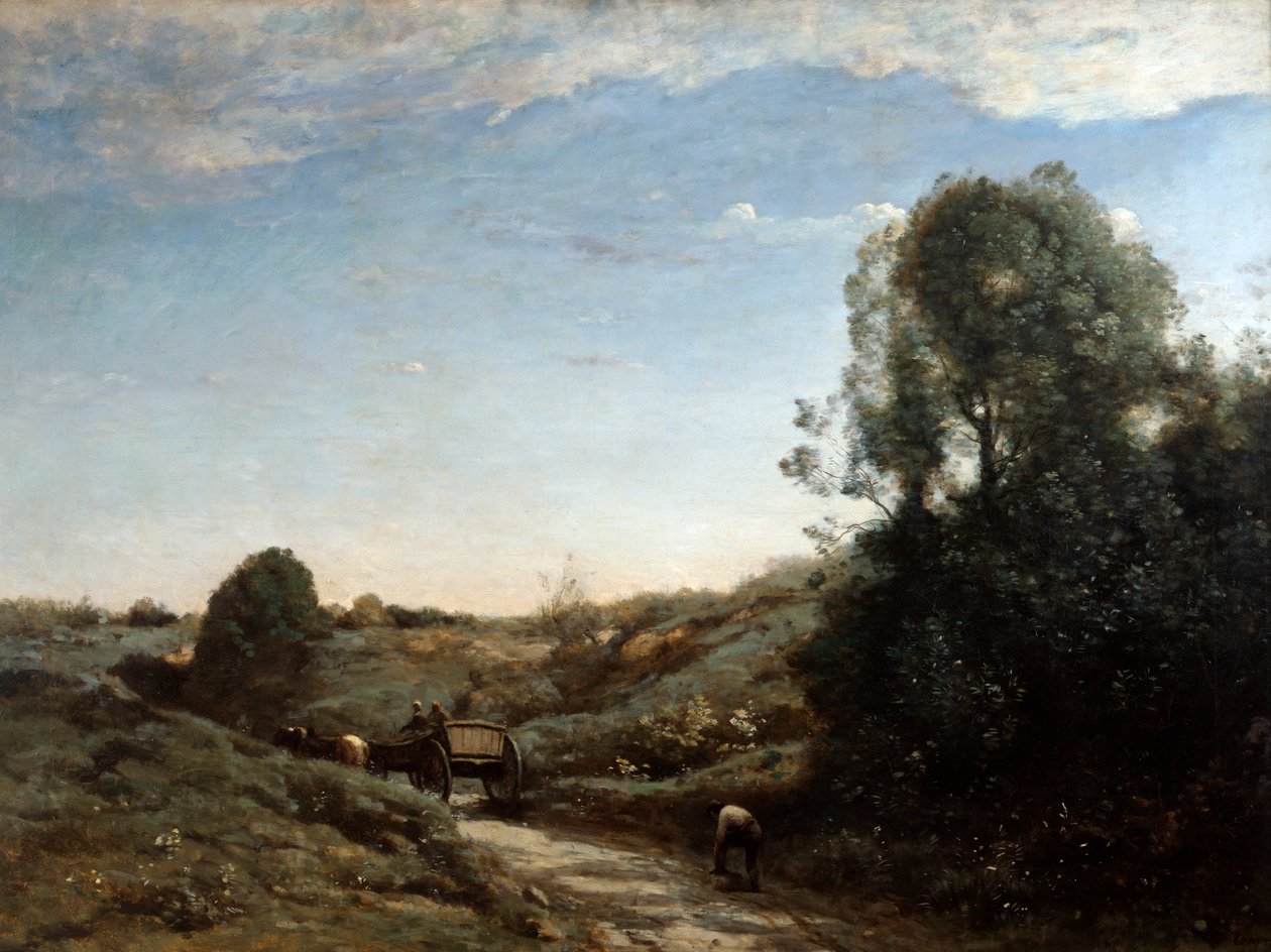 The Horsecart, Memory of Marcoussis u Montlhery, 1855 od Jean Baptiste Camille Corot