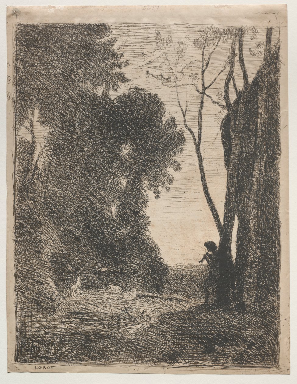 Malý ovčák od Jean Baptiste Camille Corot