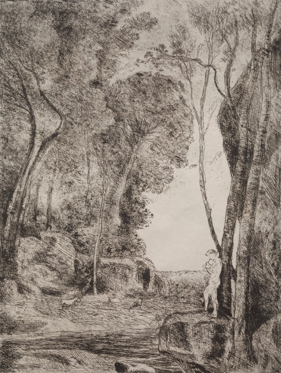Malý ovčák, původní otisk 1855, vytištěno 1921. od Jean Baptiste Camille Corot
