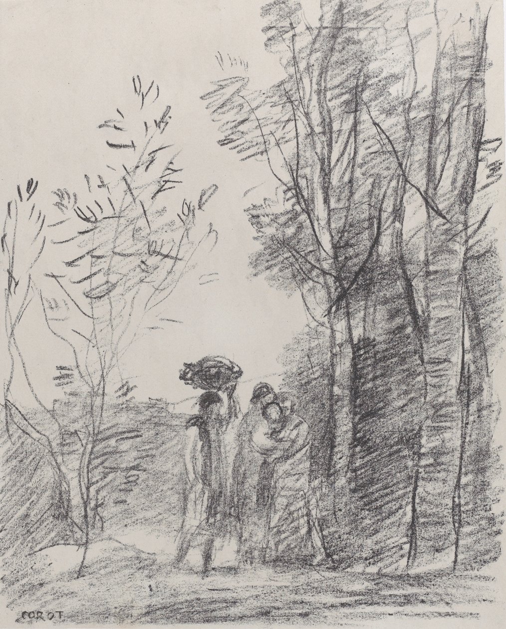 Setkání v háji La Rencontre au bosquet, 1871. od Jean Baptiste Camille Corot