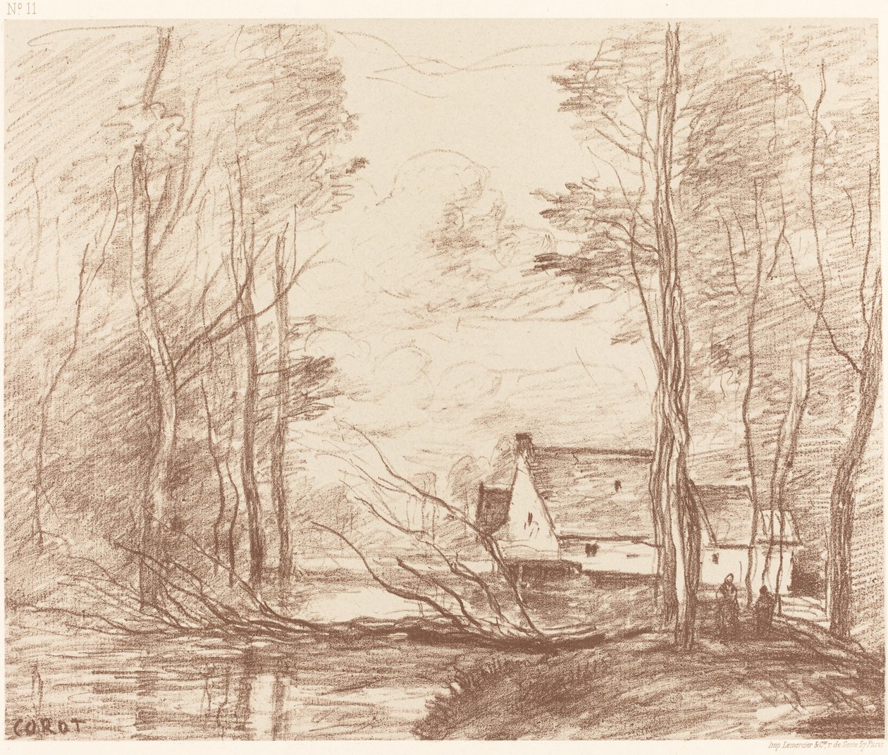 Mlýn Cuincy, poblíž Douai Le Moulin de Cuincy, pres Douai, 1871. od Jean Baptiste Camille Corot