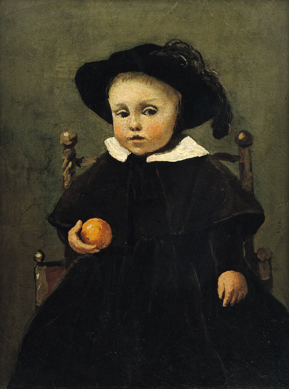 Malíř Adolphe Desbrochers (1841-1902) jako dítě, držící pomeranč, 1845 od Jean Baptiste Camille Corot