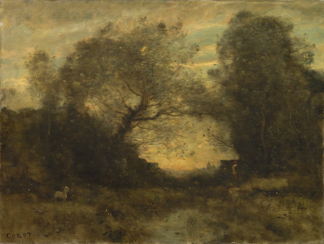 Rybník u vchodu do lesa, c.1860-75 od Jean Baptiste Camille Corot