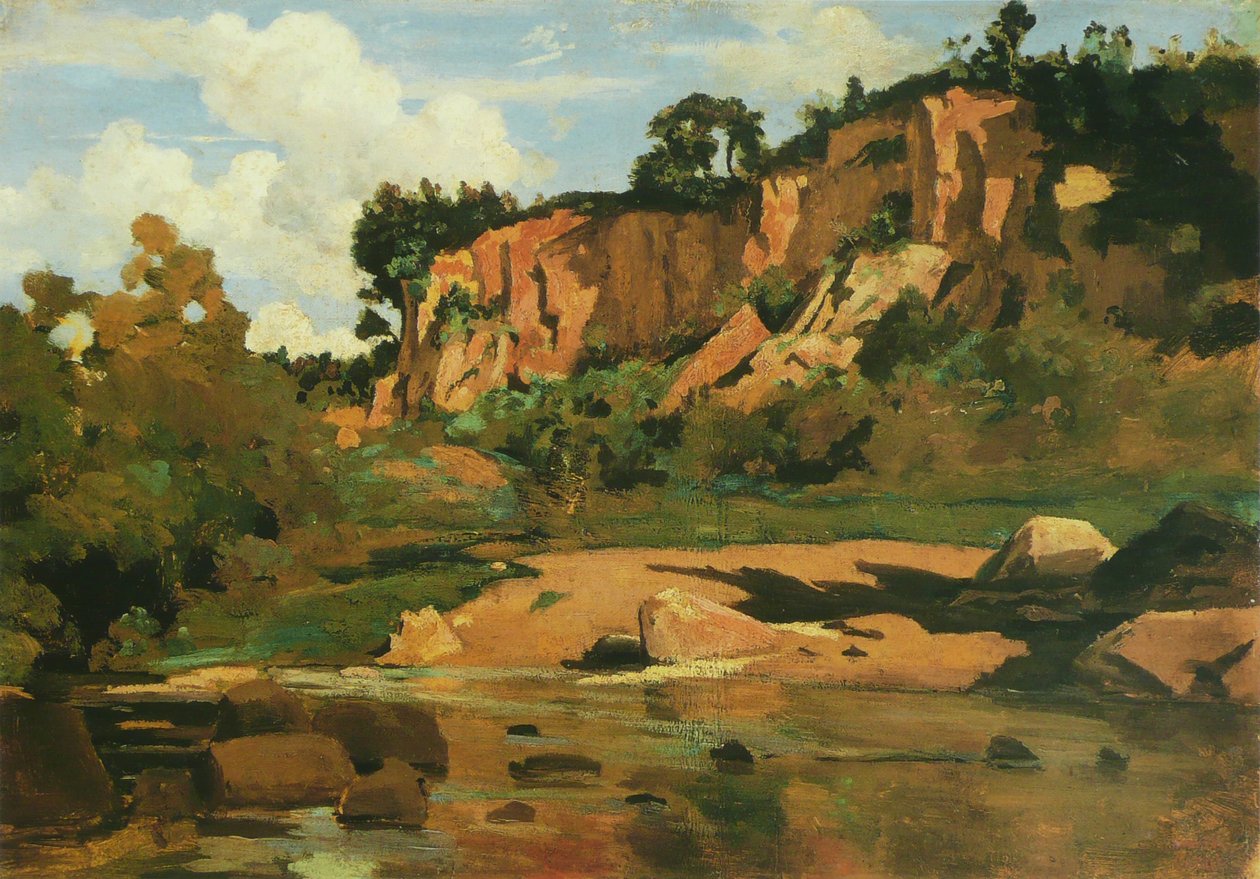 Červené skály v Civita Castellana, kolem roku 1827 od Jean Baptiste Camille Corot