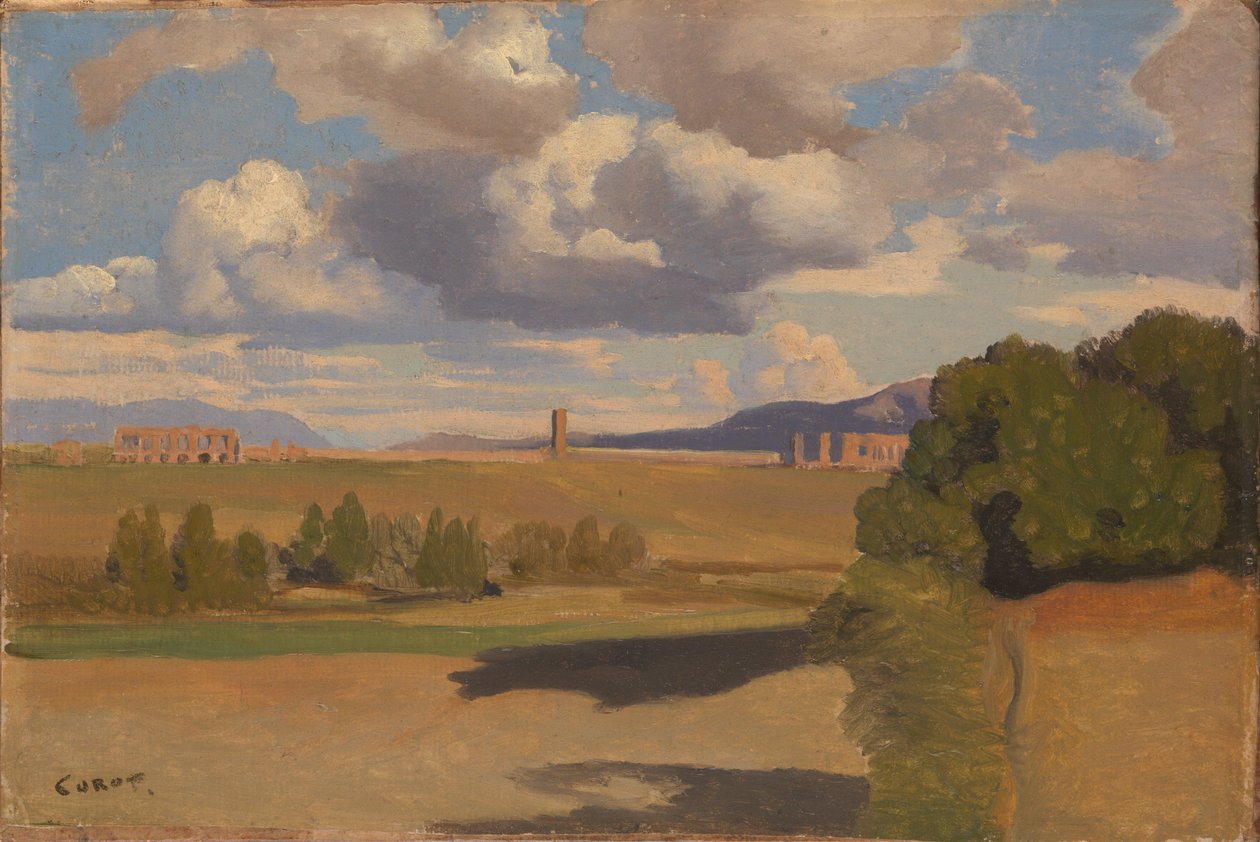 Římská Campagna s Klaudiovým akvaduktem od Jean Baptiste Camille Corot