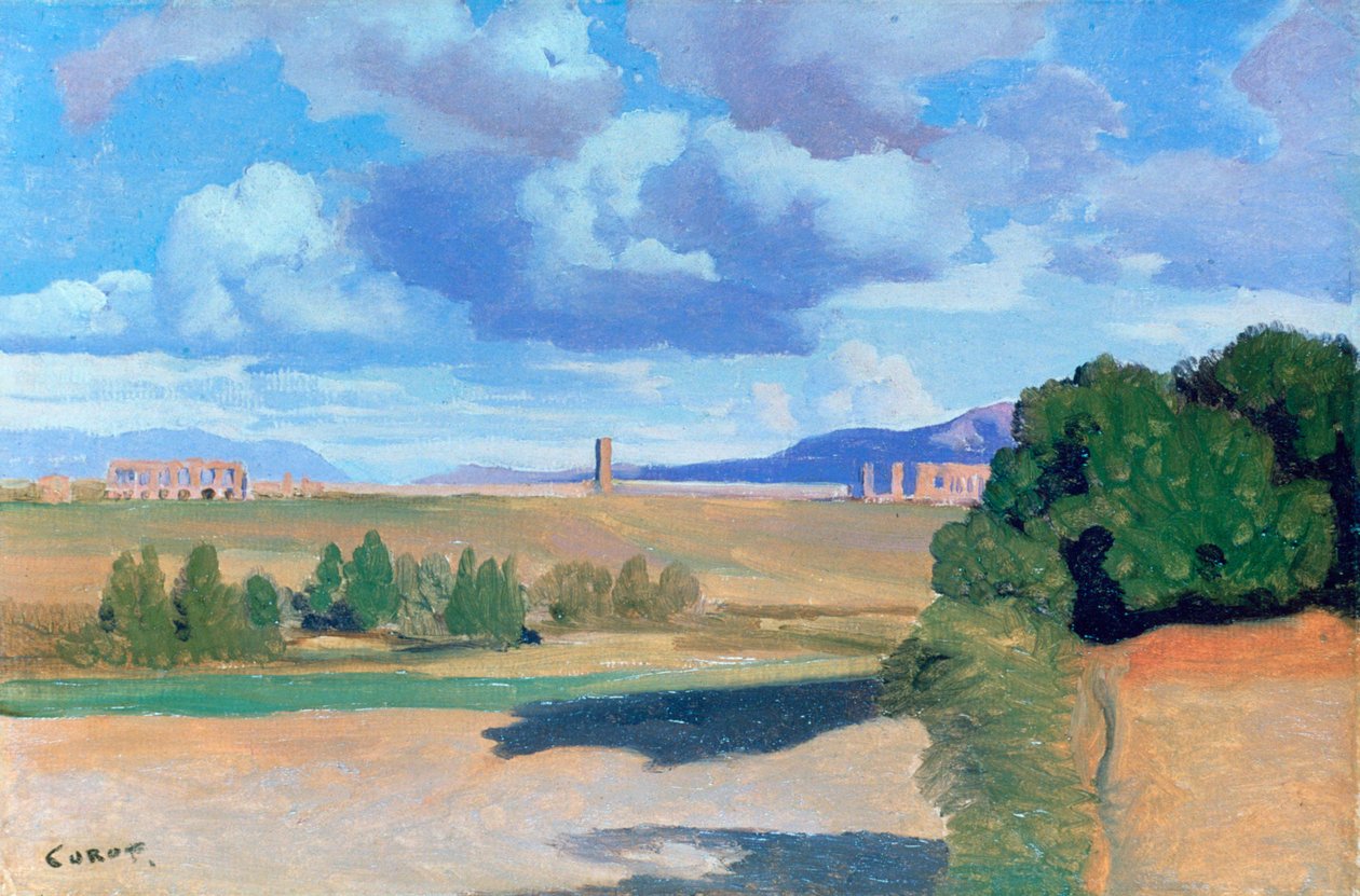 Římská Campagna s Claudiánovým akvaduktem, c1826 od Jean Baptiste Camille Corot