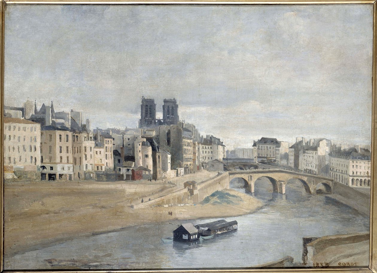 Seina a Quai des Orfevres, 1835 od Jean Baptiste Camille Corot