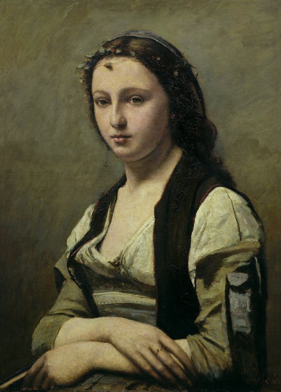 Žena s perlou, asi 1842 (olej na plátně) od Jean Baptiste Camille Corot