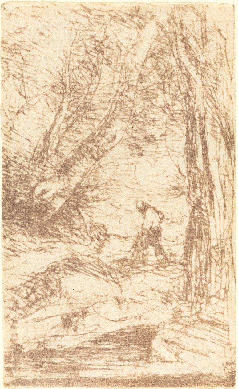 Dřevorubec Rembrandta Le Bucheron de Rembrandt, 1853. od Jean Baptiste Camille Corot