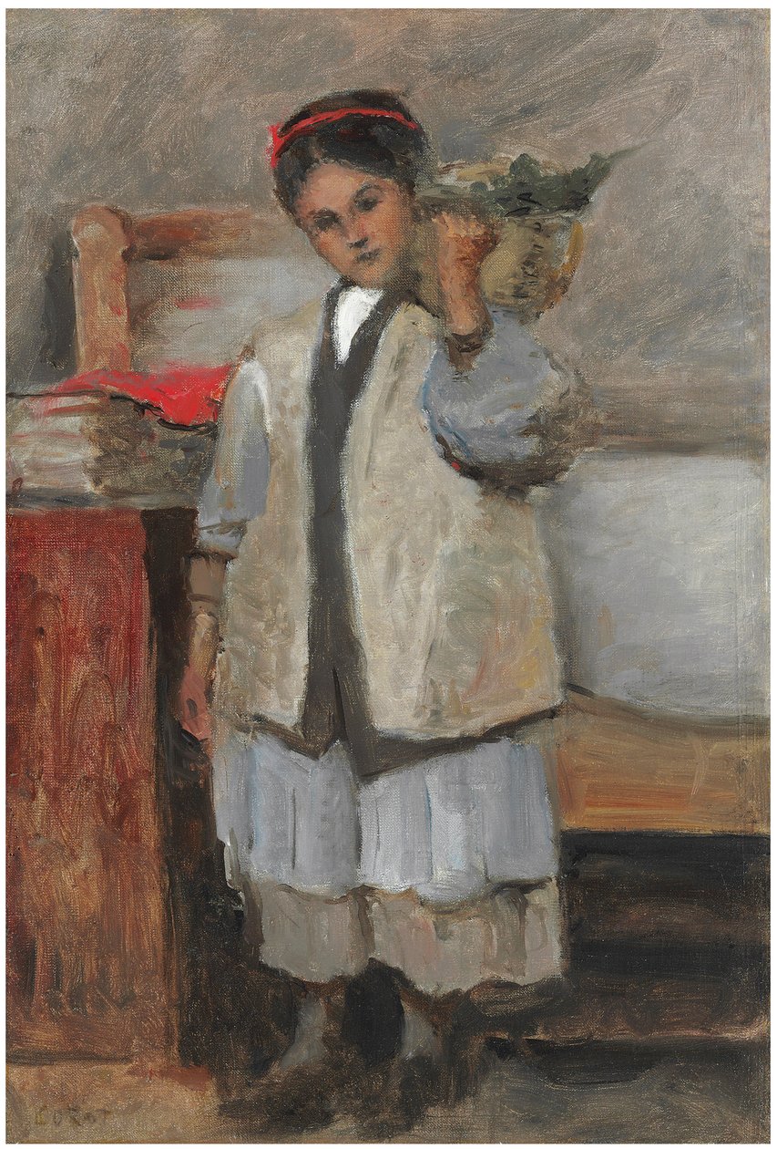 Mladá Seraphine oblečená v Corotově vestě od Jean Baptiste Camille Corot