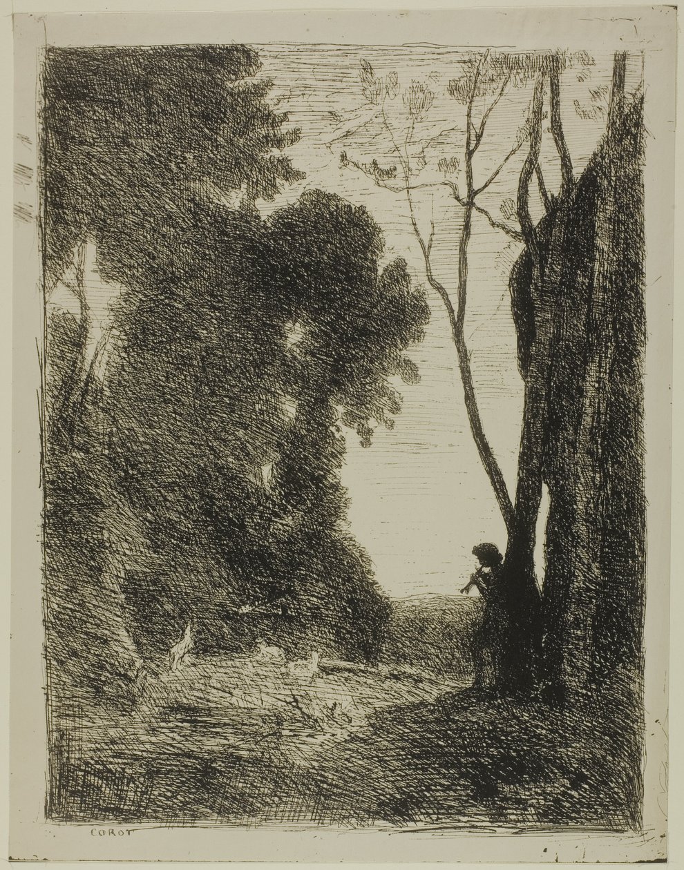 Mladý ovčák, druhá deska od Jean Baptiste Camille Corot