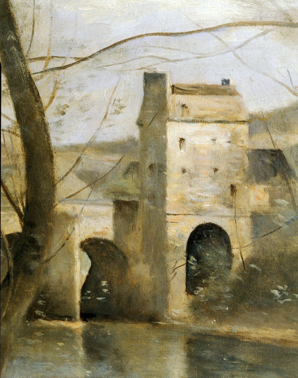 Most v Mantes, Francie ... od Jean Baptiste Camille Corot