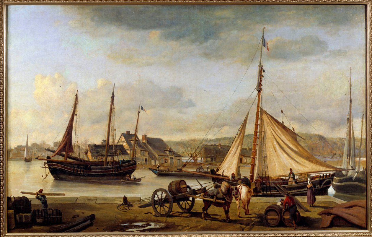 Přední přístav Rouen v roce 1834 Obraz Camille Corot (1796-1875) 1834 Sun. 1,1x1,73 m Rouen, Musee des Beaux Arts od Jean Baptiste Camille Corot