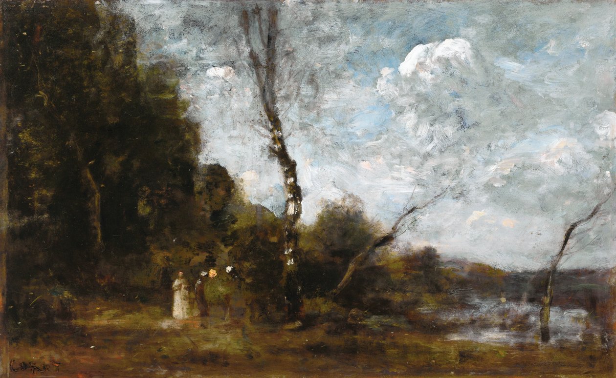 Tři selské ženy u lesa od Jean Baptiste Camille Corot