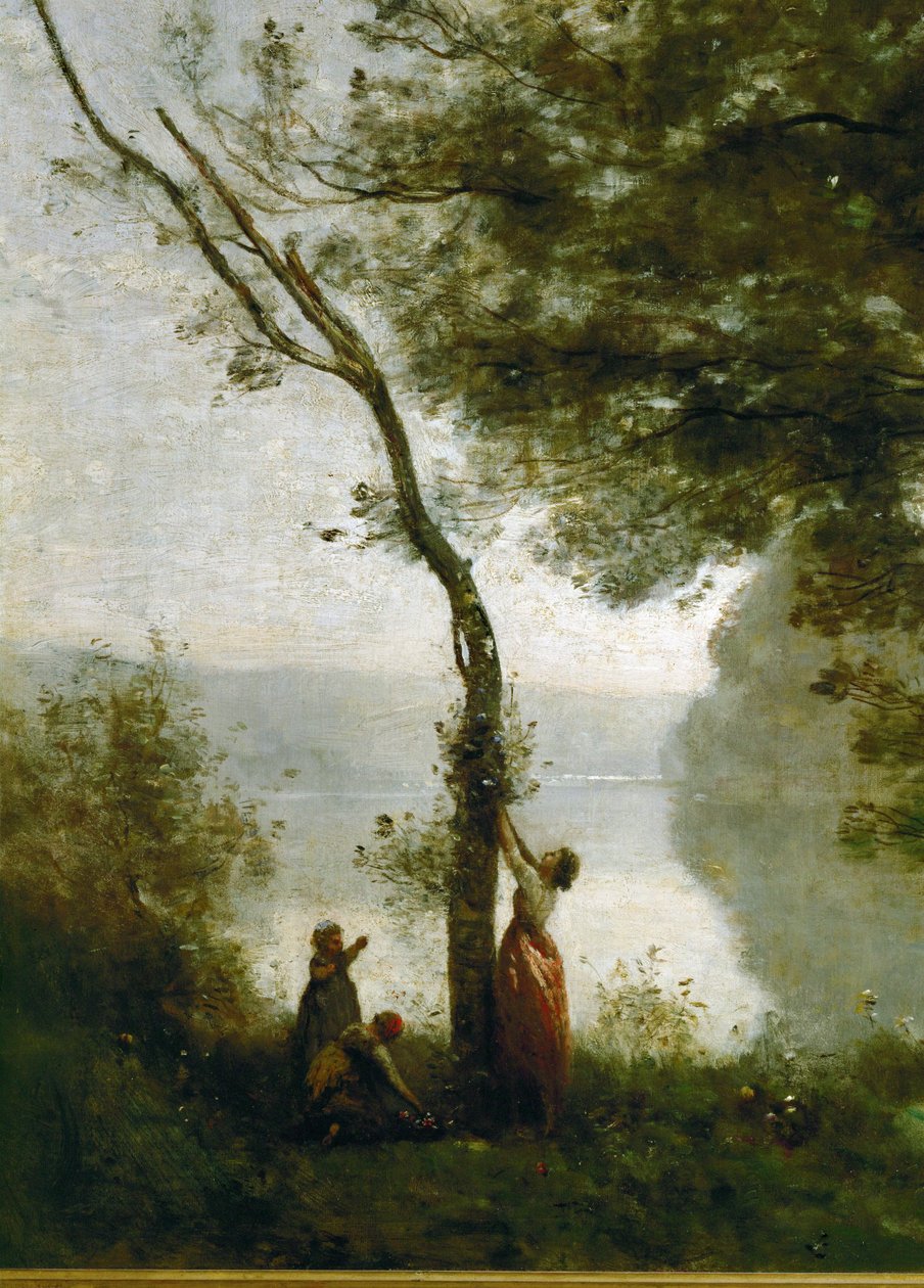 Strom a žena. Suvenýr z Mortefontaine, Francie... od Jean Baptiste Camille Corot
