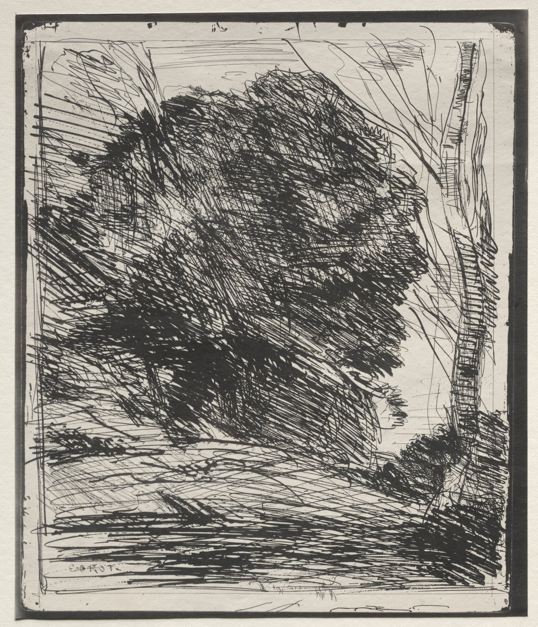 Stromy na hoře, původní otisk 1856, vytištěno v roce 1921. od Jean Baptiste Camille Corot