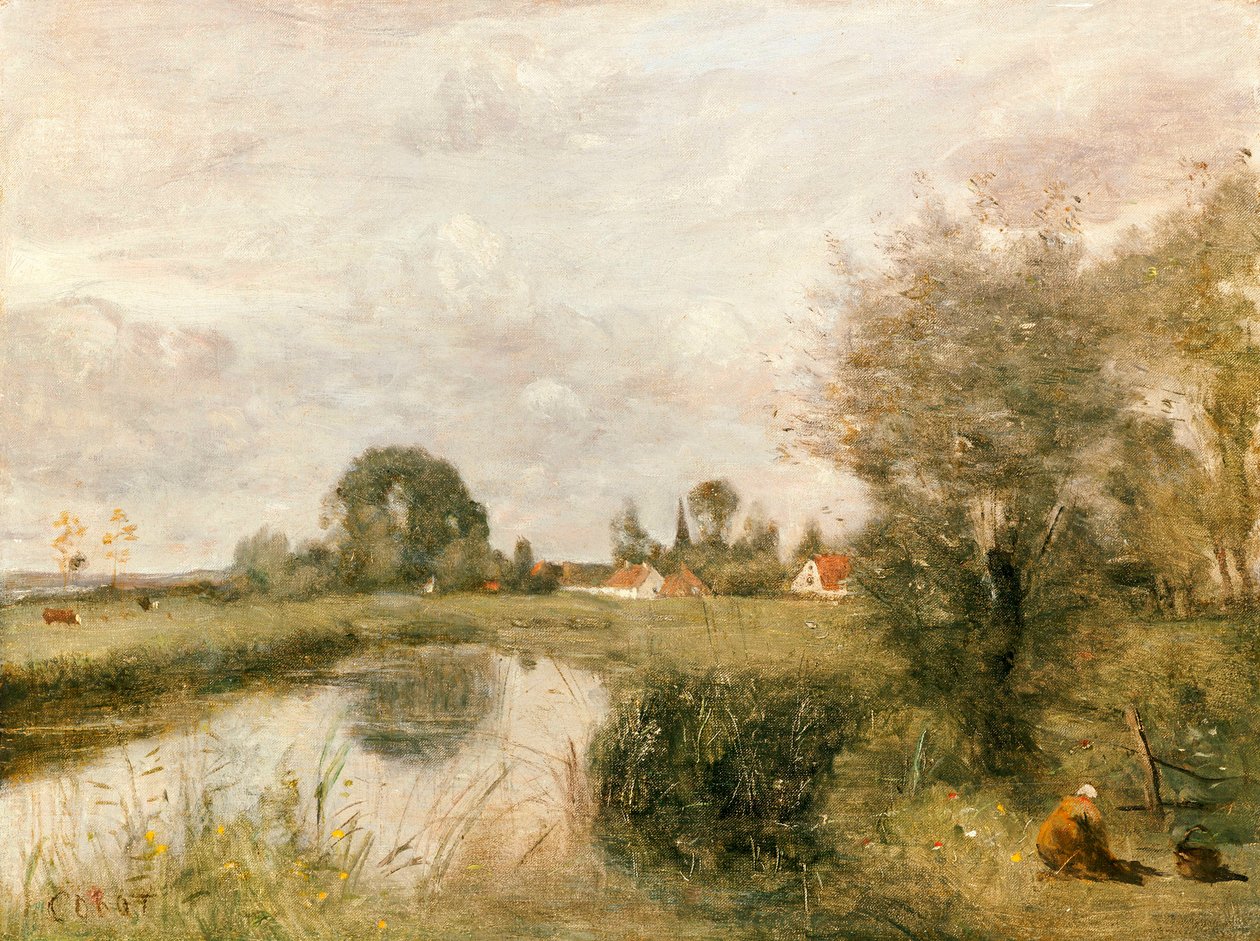 Pohled na Arleux z Marshes of Palluel, 1873 od Jean Baptiste Camille Corot