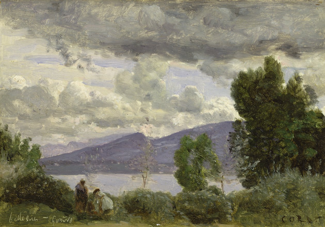 Pohled na Chalet de Chenes, Bellvue, Ženeva, 1857 od Jean Baptiste Camille Corot