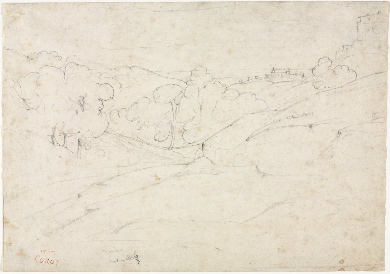 Pohled na Marino (recto) od Jean Baptiste Camille Corot