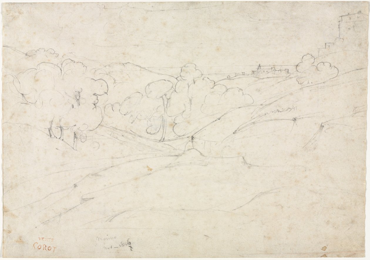 Pohled na Marino recto, 1827. od Jean Baptiste Camille Corot