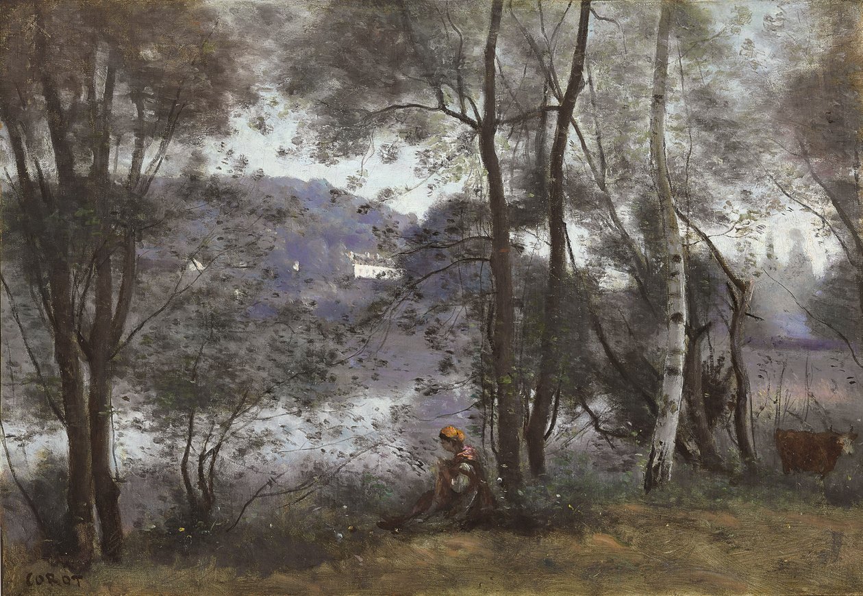 Ville d"Avray: Jezero viděné listím, 1865-1870 od Jean Baptiste Camille Corot