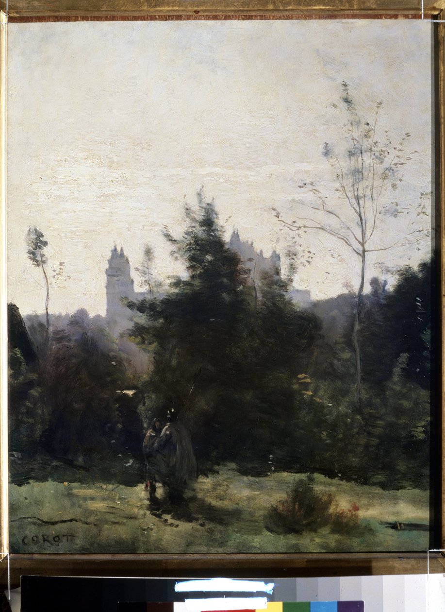 "Pohled na zámek Pierrefonds v Oise"" Obraz Camille Corot (1796-1875) Kolem 1860 Pouchkine Museum, Moskva od Jean Baptiste Camille Corot