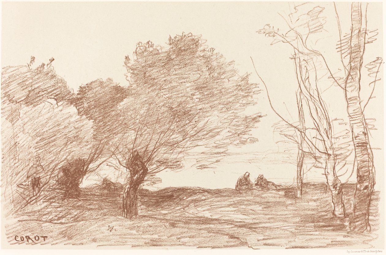 Vrby a topoly bílé (Saules et peupliers blancs) od Jean Baptiste Camille Corot