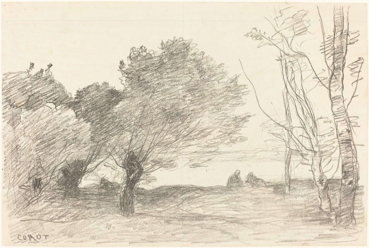 Vrby a topoly bílé Saules et peupliers blancs, 1871. od Jean Baptiste Camille Corot