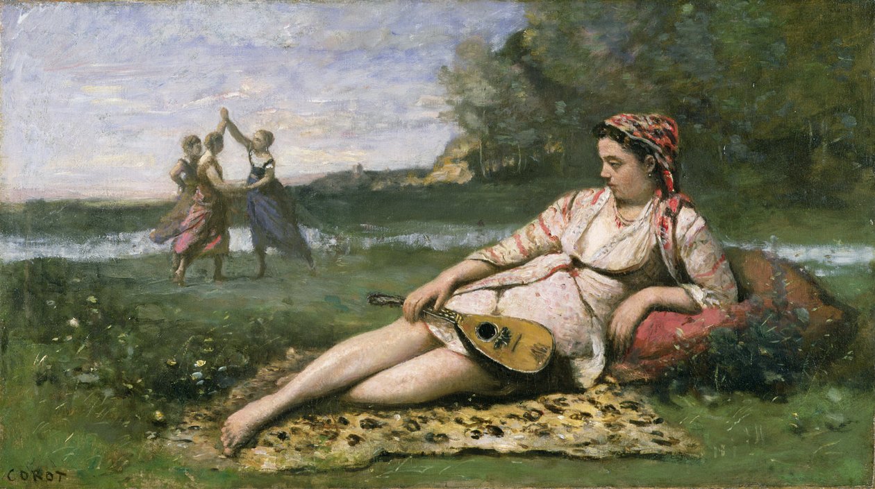 Mladé ženy ze Sparty (neboli Gypsy Ležící) c.1868-70 od Jean Baptiste Camille Corot