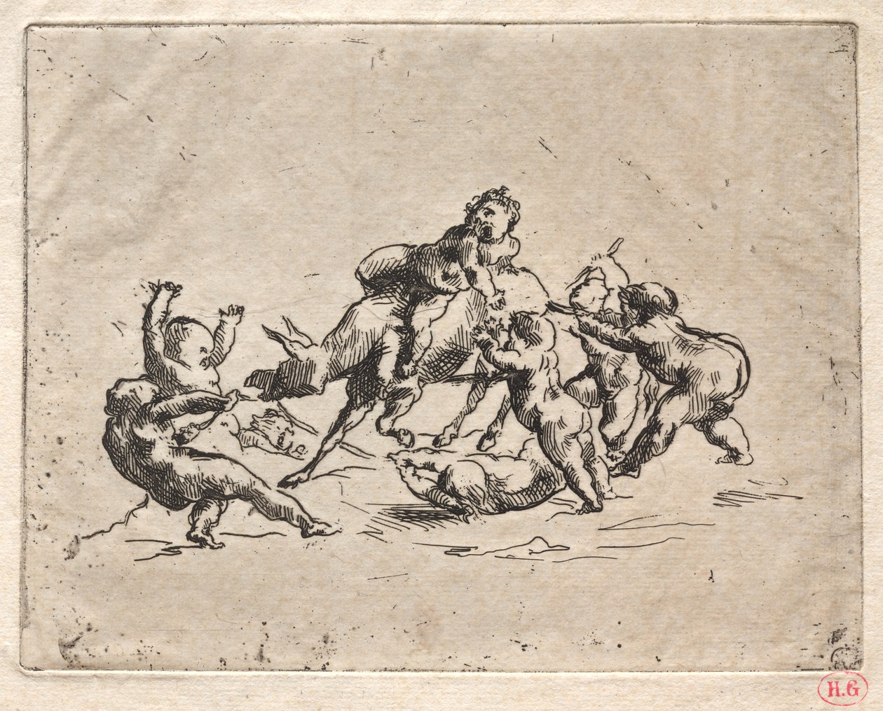 Bacchanal s dětmi a oslem. od Jean Baptiste Carpeaux