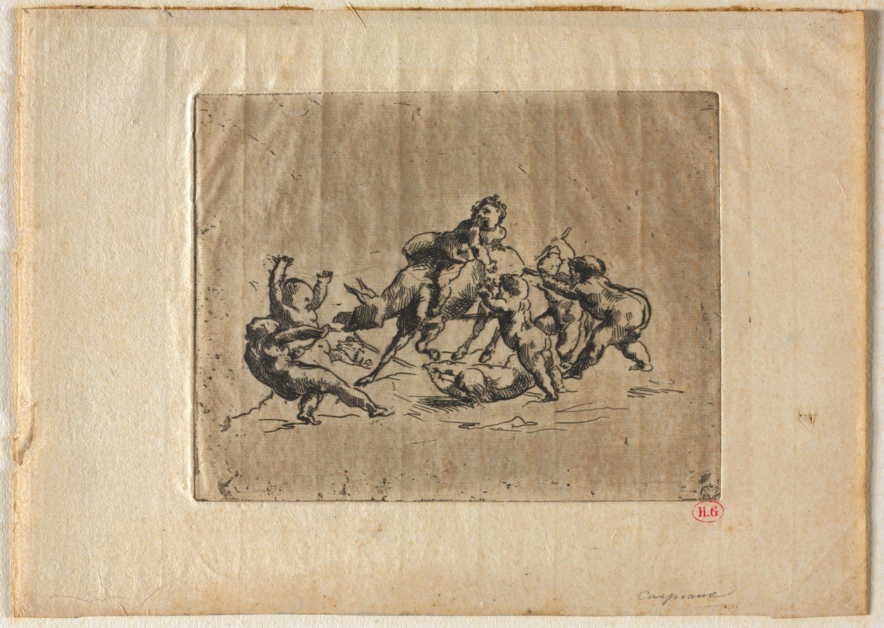 Bacchanal s dětmi a oslem. od Jean Baptiste Carpeaux