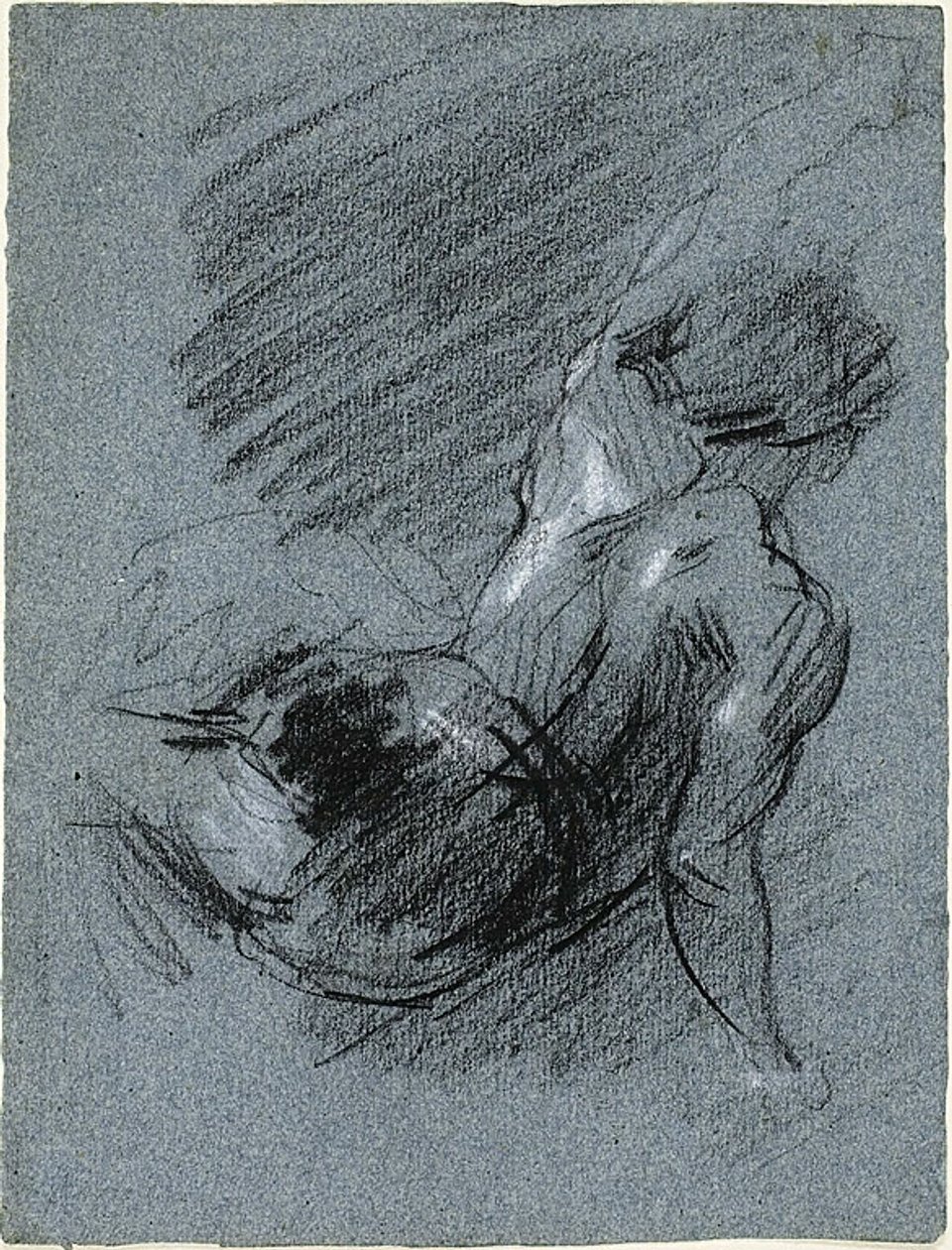 Pohled zezadu na sedící postavu, zvedající levou ruku od Jean Baptiste Carpeaux