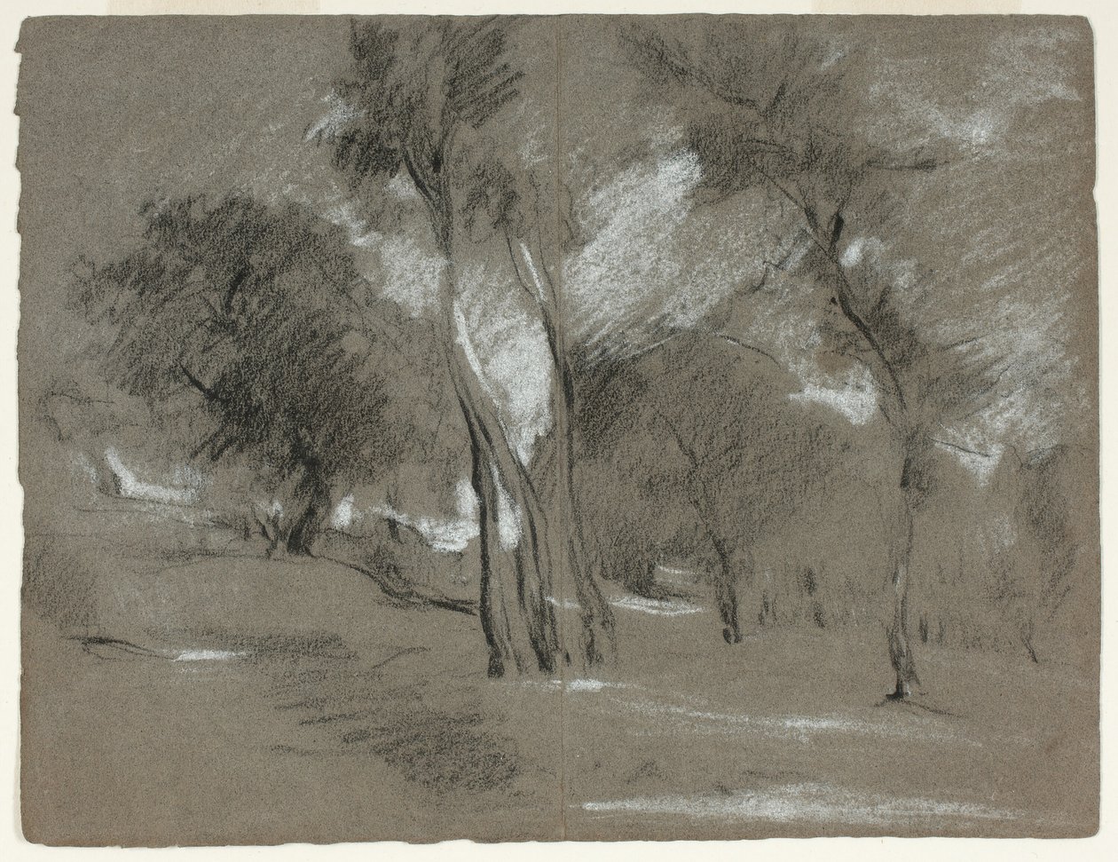 Krajina se stromy od Jean Baptiste Carpeaux