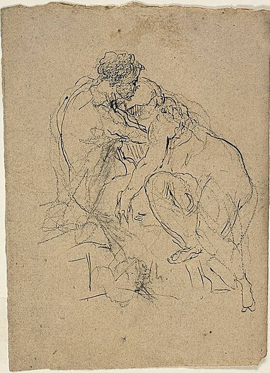 Objímající se sedící pár od Jean Baptiste Carpeaux