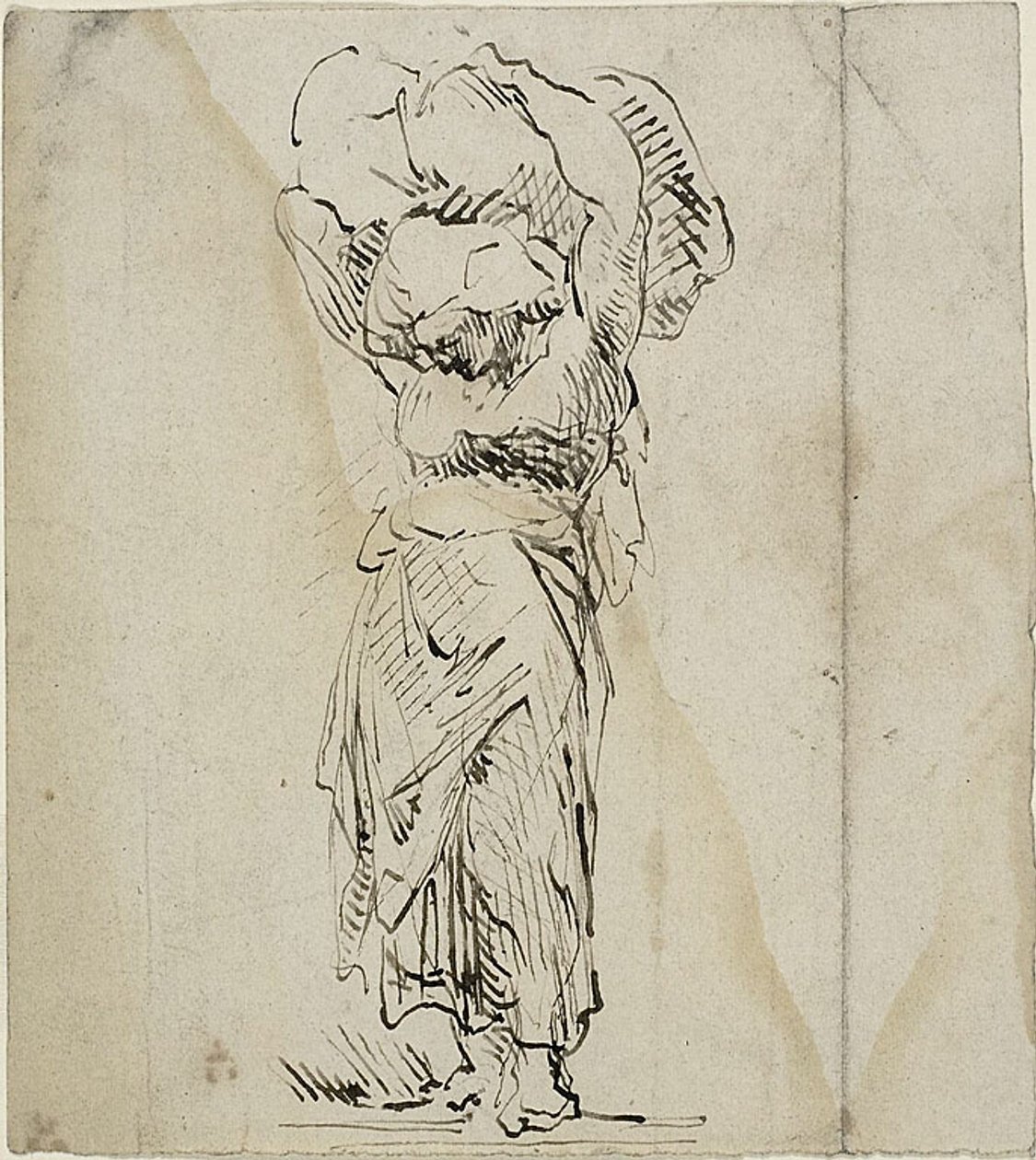 Stojící ženská postava nesoucí velký balík věcí od Jean Baptiste Carpeaux