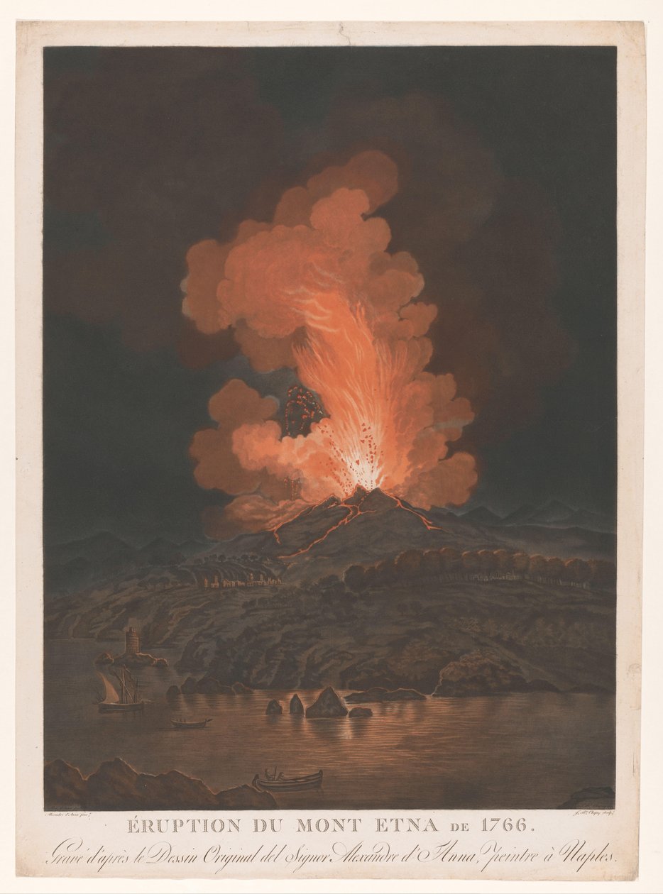 Uitbarsting van de Etna Erupce Etny z roku 1766 (název na objektu) od Jean Baptiste Chapuy