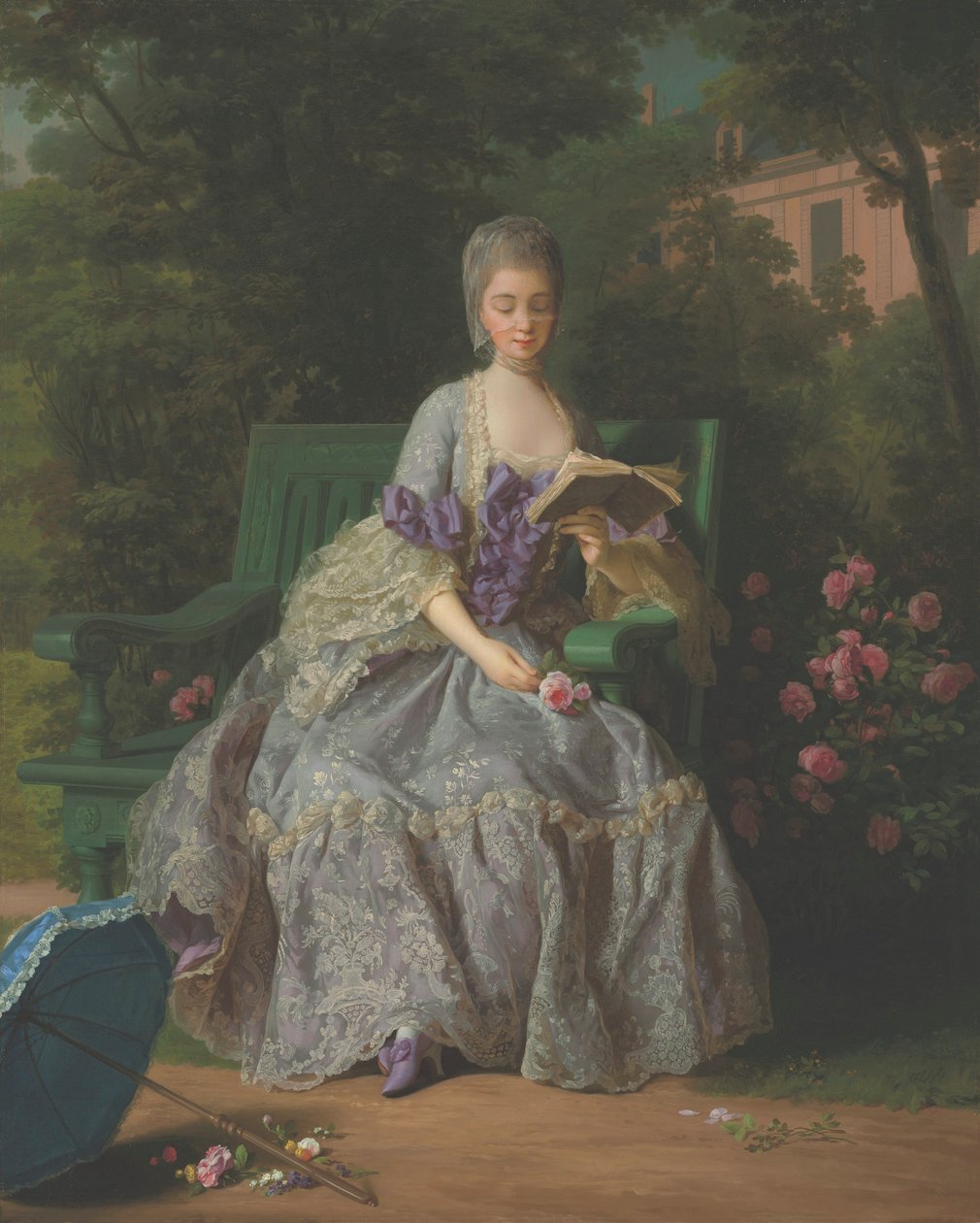 Portrét Marie Terezie Luisy Savojské, princezny de Lamballe (1749-1792), sedící v celé délce, v lila šatech od Jean Baptiste Charpentier the Elder