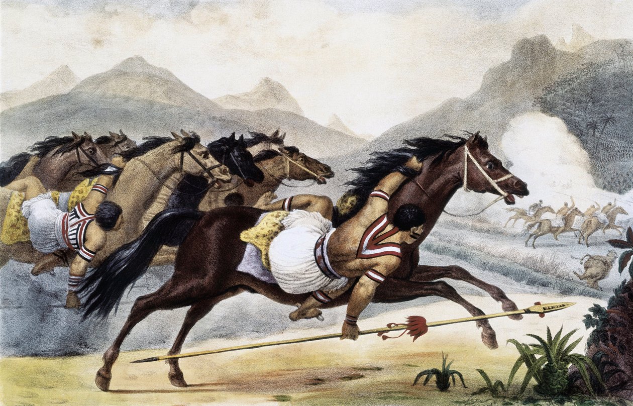 Indiáni Guaycuru na koních tvoří malebnou a historickou cestu do Brazílie, Brazílie od Jean Baptiste Debret